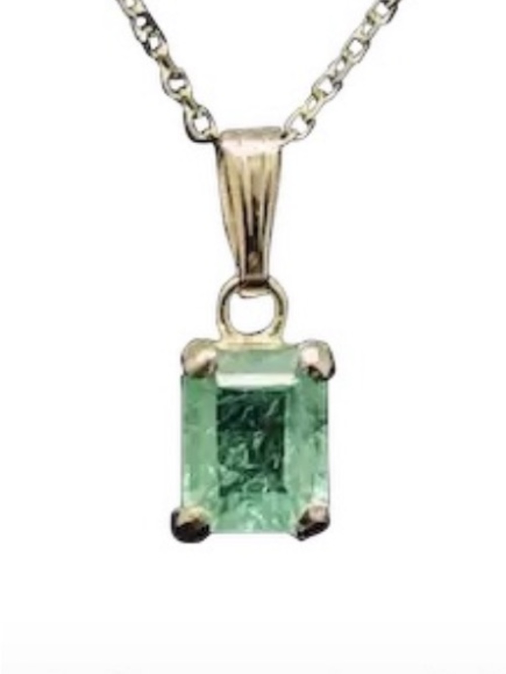 Delicate 14k yellow gold natural Green Columbian 0.5 carat Emerald pendant